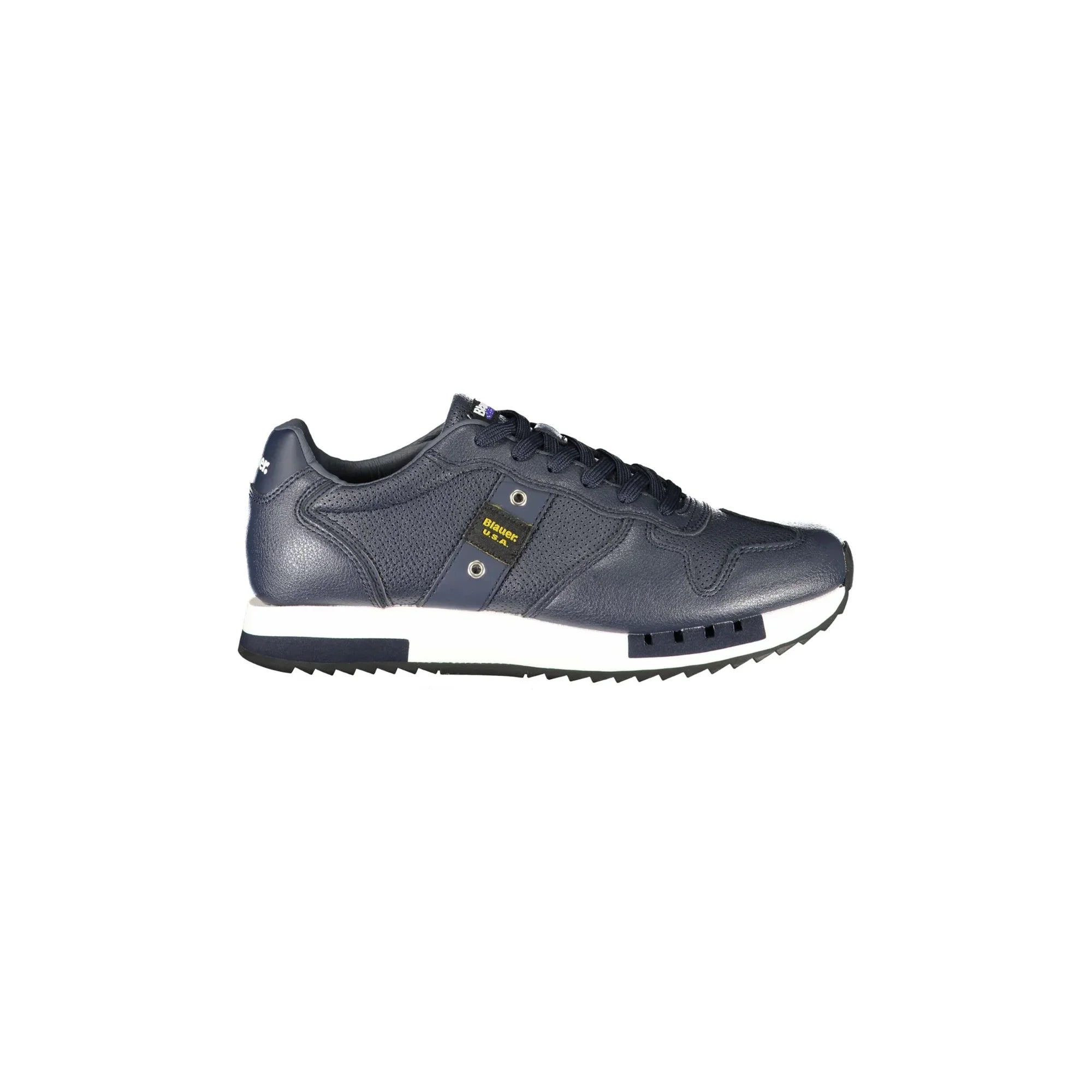 BLAUER Men's Blue Sneakers with Laces and Contrast Details