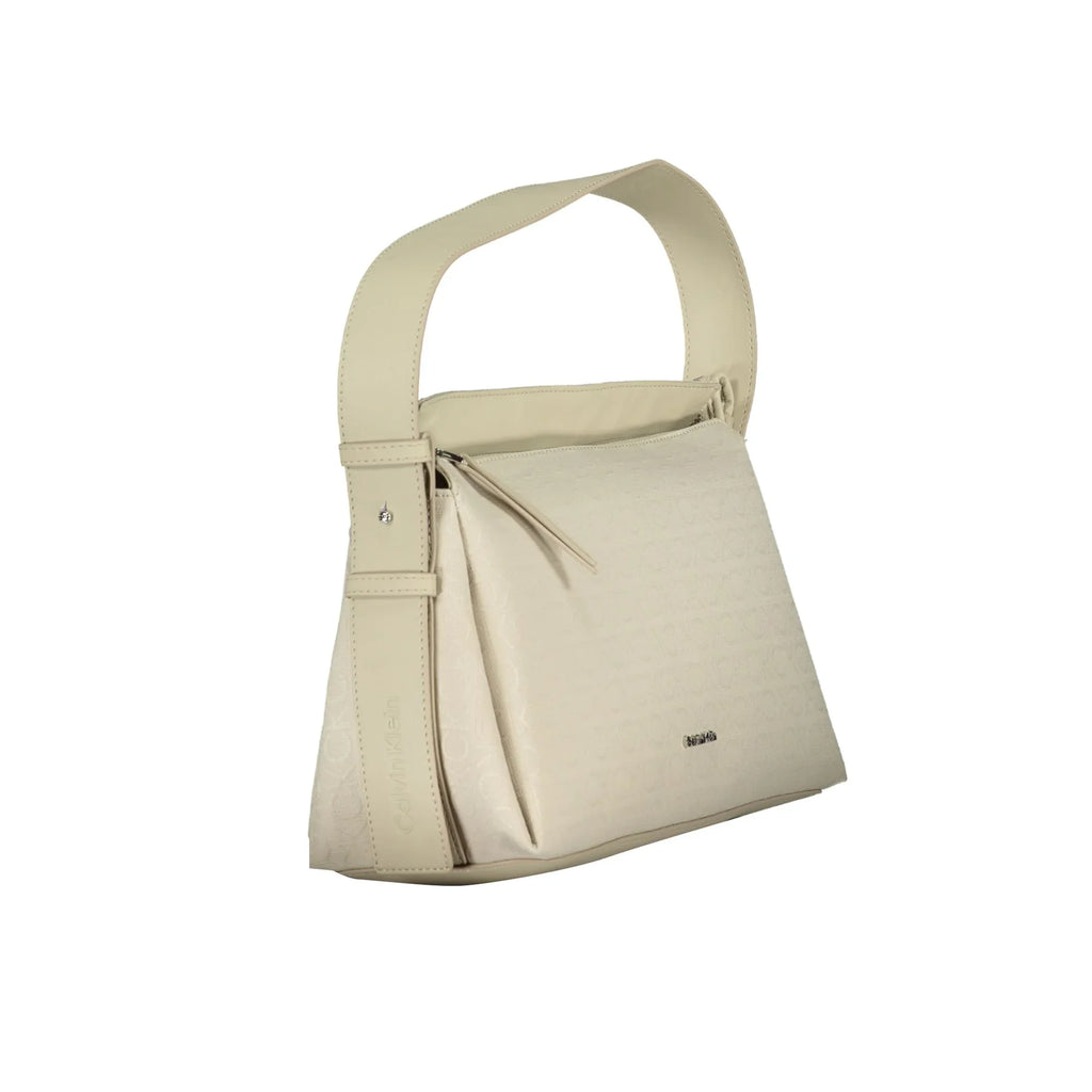 CALVIN KLEIN Women's Beige Shoulder Bag with Adjustable Handle