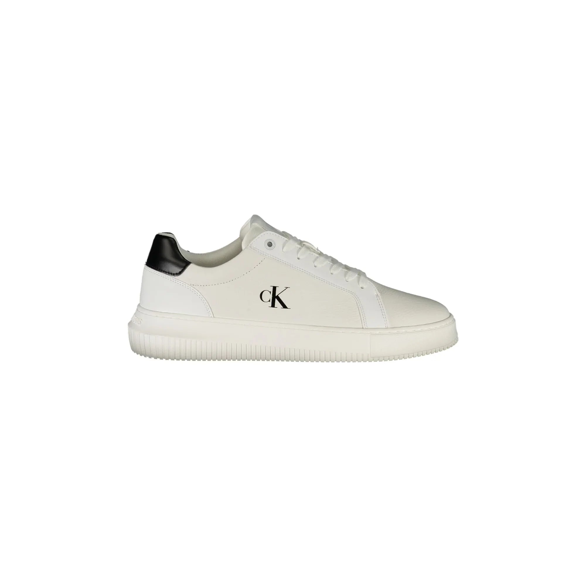 CALVIN KLEIN Men's White Sneakers with Black Details and Removable Insole