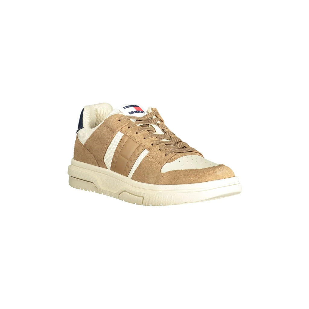 TOMMY HILFIGER Scarpe Sneakers Uomo Beige con Dettagli Marroni e Blu