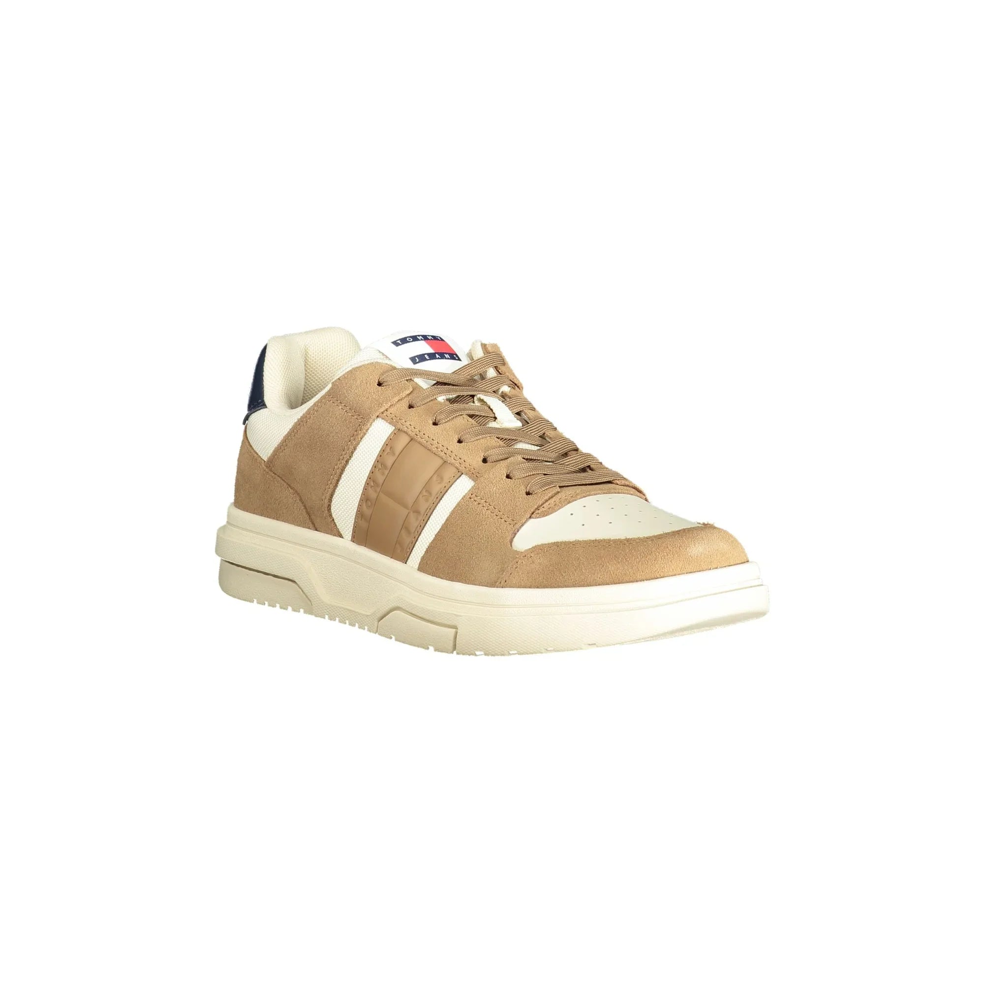 TOMMY HILFIGER Men's Beige Sneakers with Brown and Blue Details