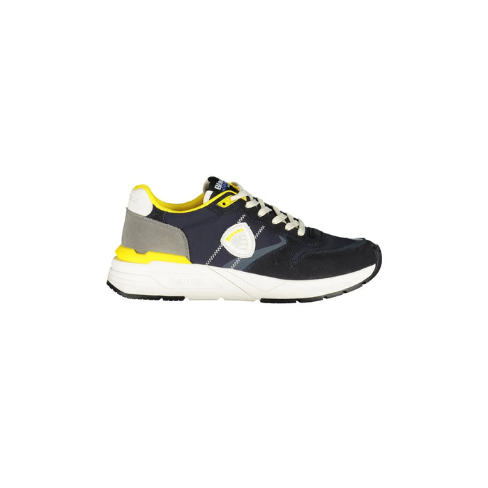 BLAUER Scarpe Sportive Uomo Blu con Dettagli Gialli e Lacci