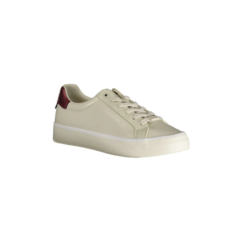 CALVIN KLEIN Women's Beige Sneakers with Print and Contrast Details