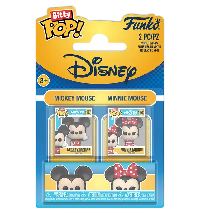 Funko Bitty Pop! Disney - Mickey Mouse (1187) & Minnie Mouse (1188)