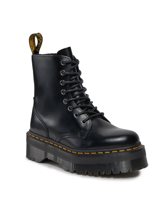 DR. MARTENS Women's Black Jadon Polished Smooth Ankle Boots