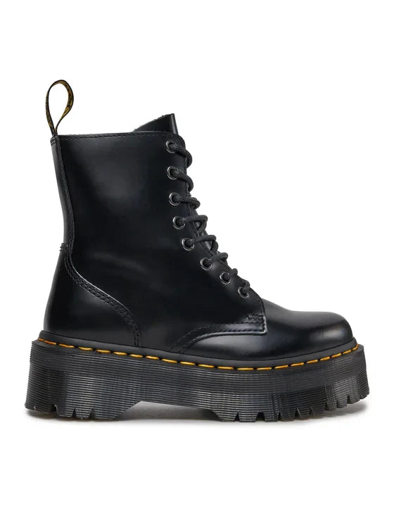 DR. MARTENS Women's Black Jadon Polished Smooth Ankle Boots
