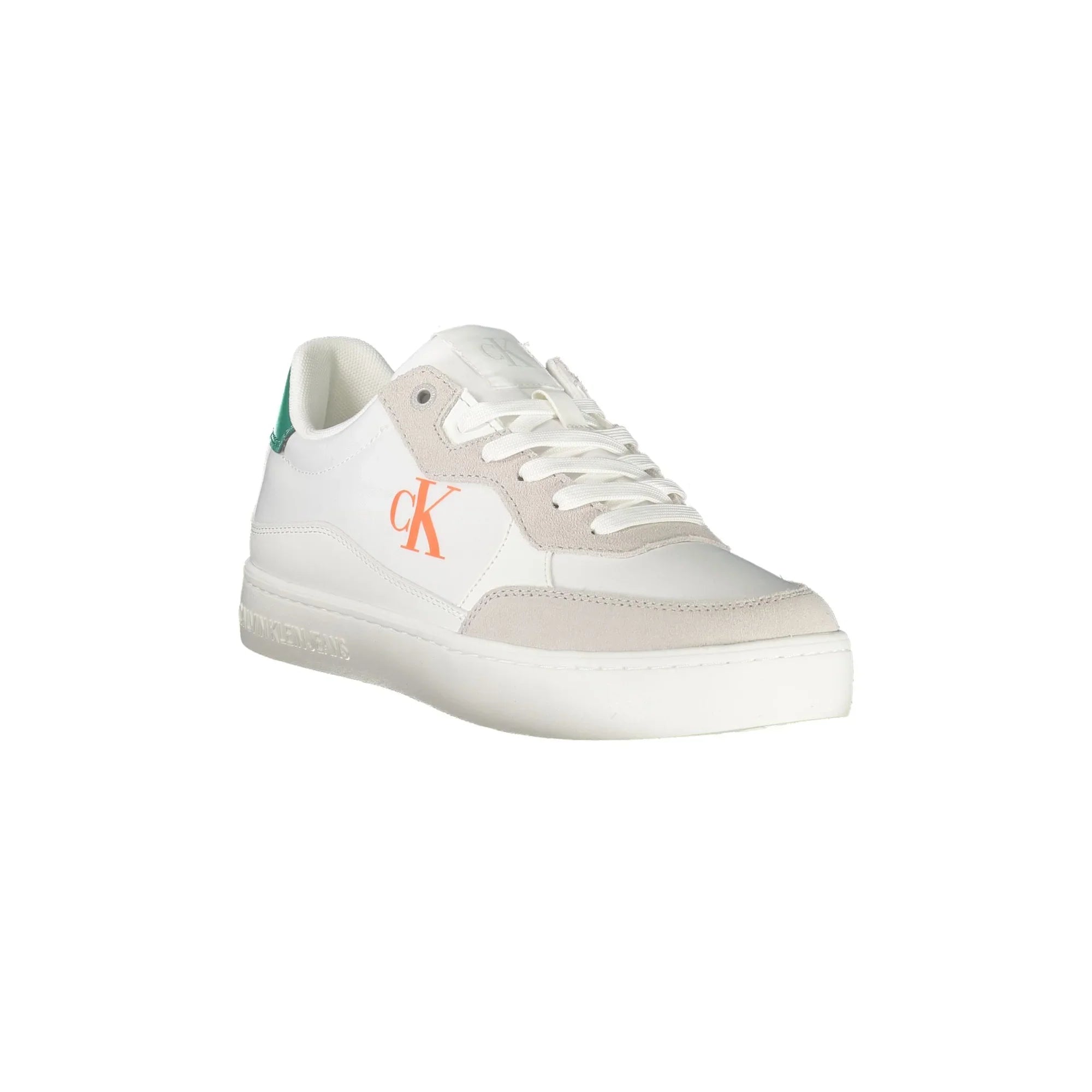 CALVIN KLEIN Men's White Lace-up Sneakers with Details