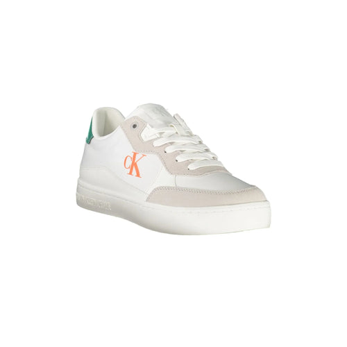 CALVIN KLEIN Men's White Lace-up Sneakers with Details