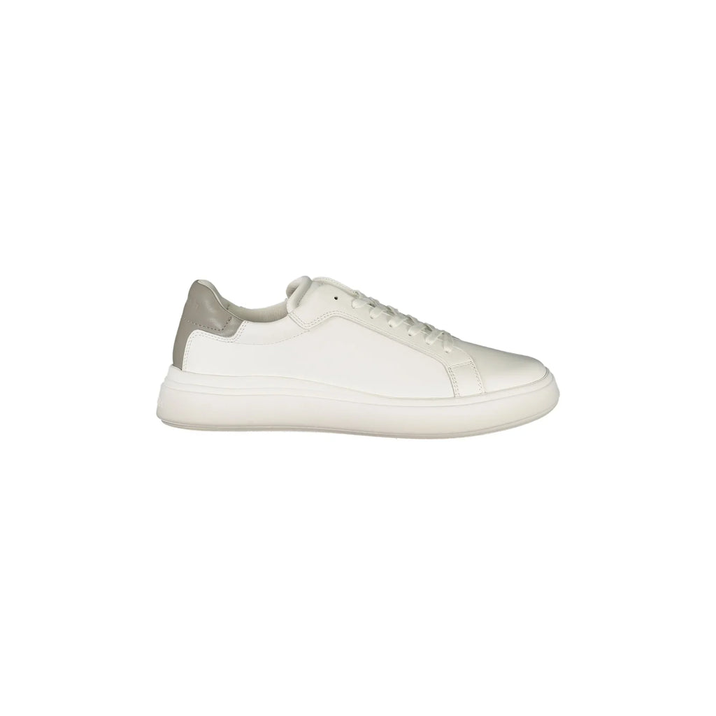 CALVIN KLEIN Scarpe Sneakers Uomo Bianche con Dettagli Grigi e Logo