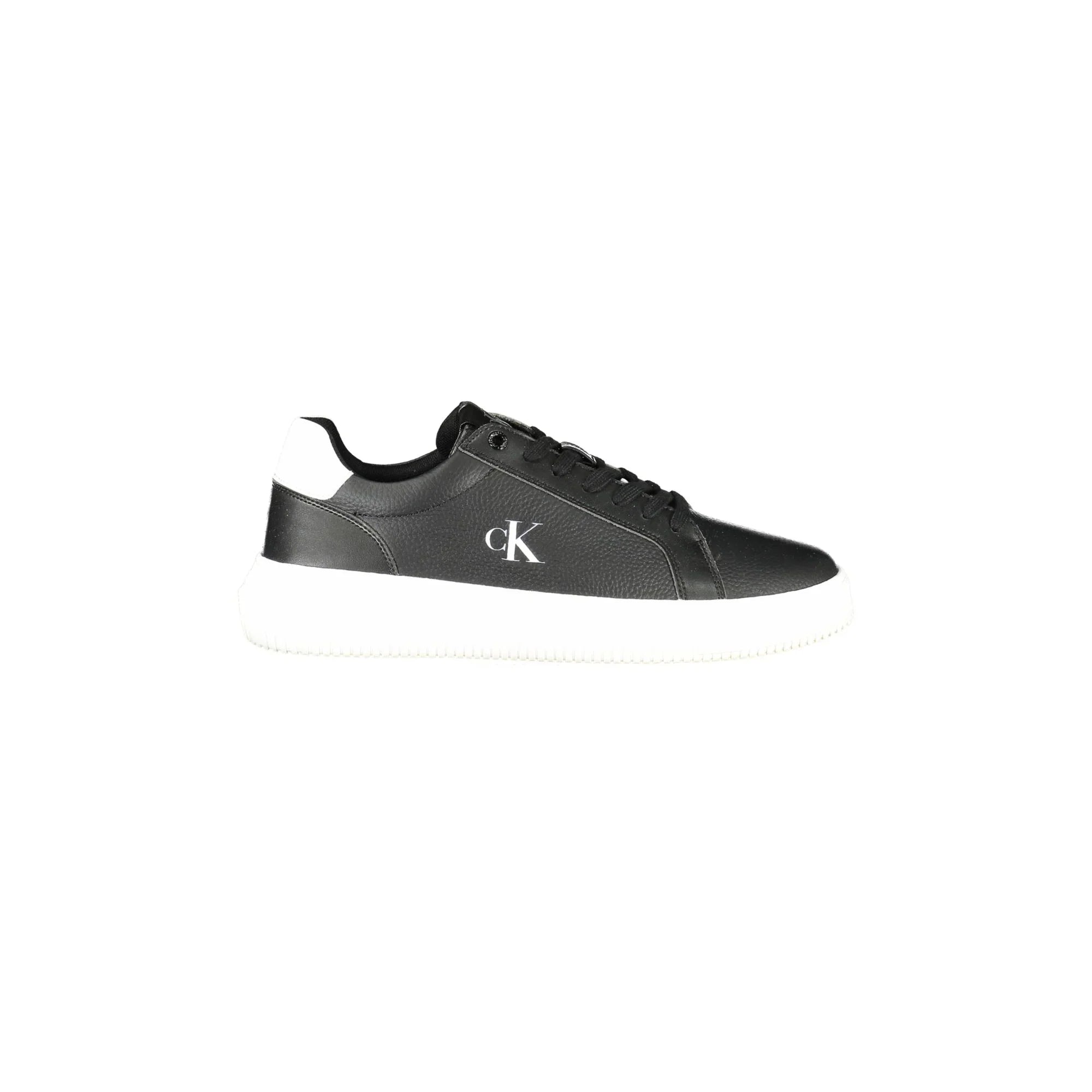 CALVIN KLEIN Men's Black Sneakers with White Details and Removable Insole