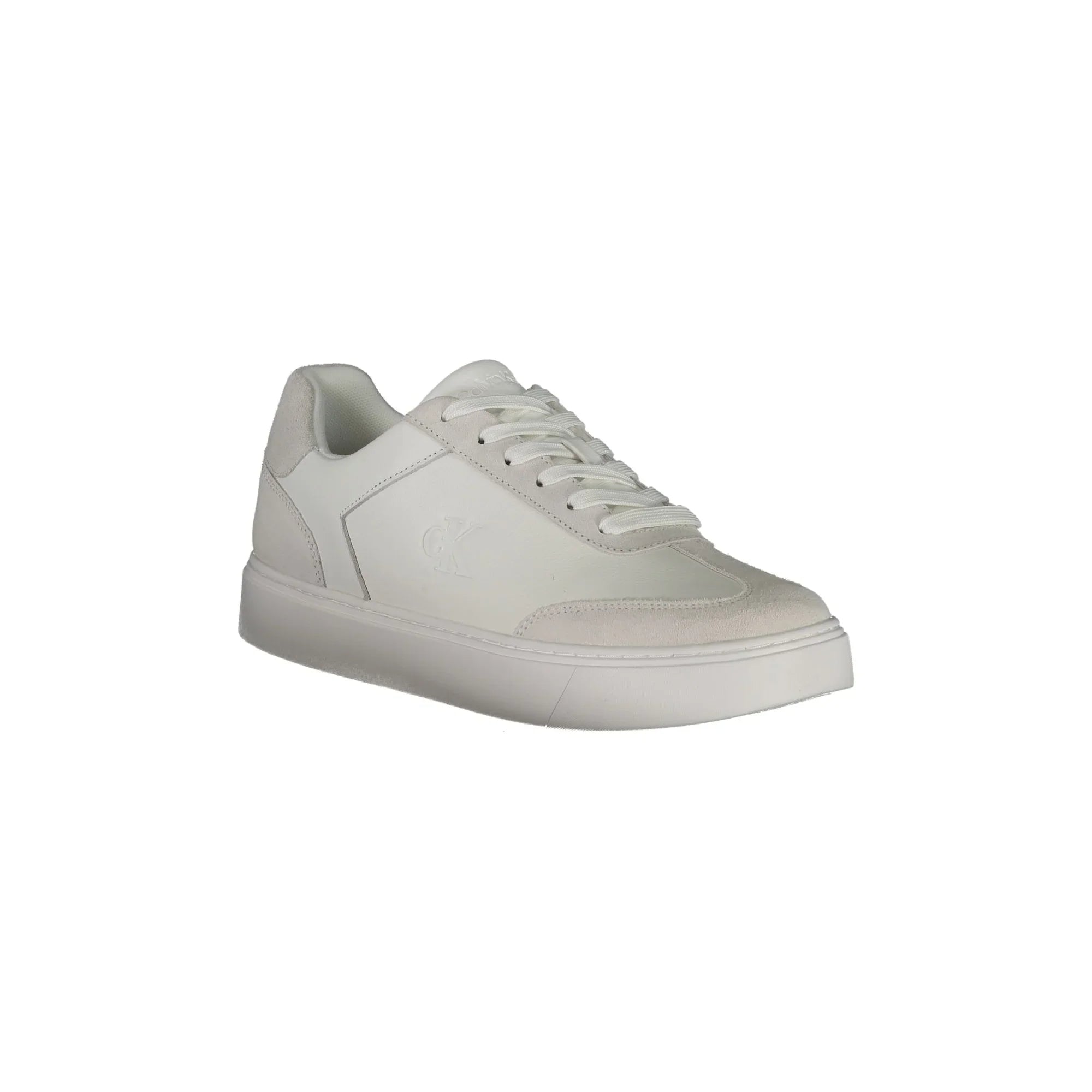 CALVIN KLEIN Men's White Lace-up Sneakers with White Details
