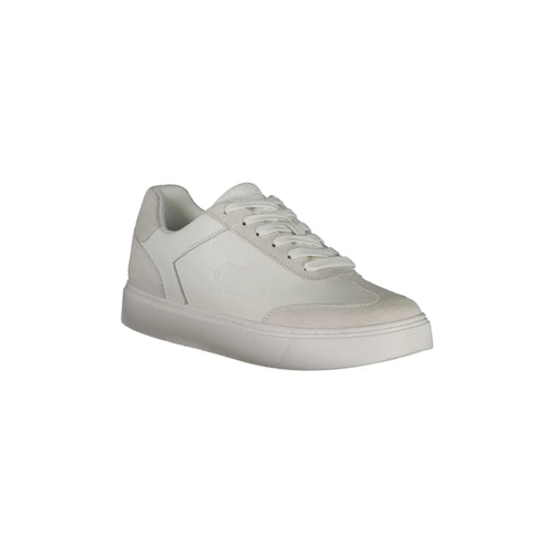 CALVIN KLEIN Men's White Lace-up Sneakers with White Details