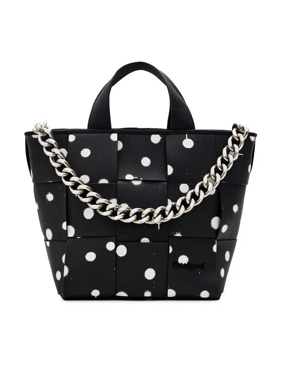 DESIGUAL Women's Black Handbag and Shoulder Bag with Chain Strap