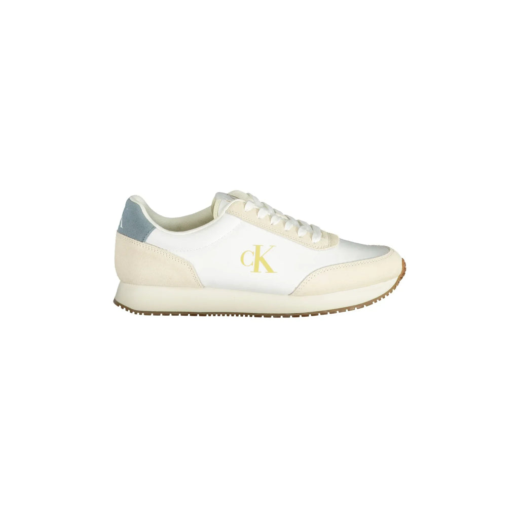 CALVIN KLEIN Scarpe Sneakers Uomo Bianche con Dettagli Azzurri