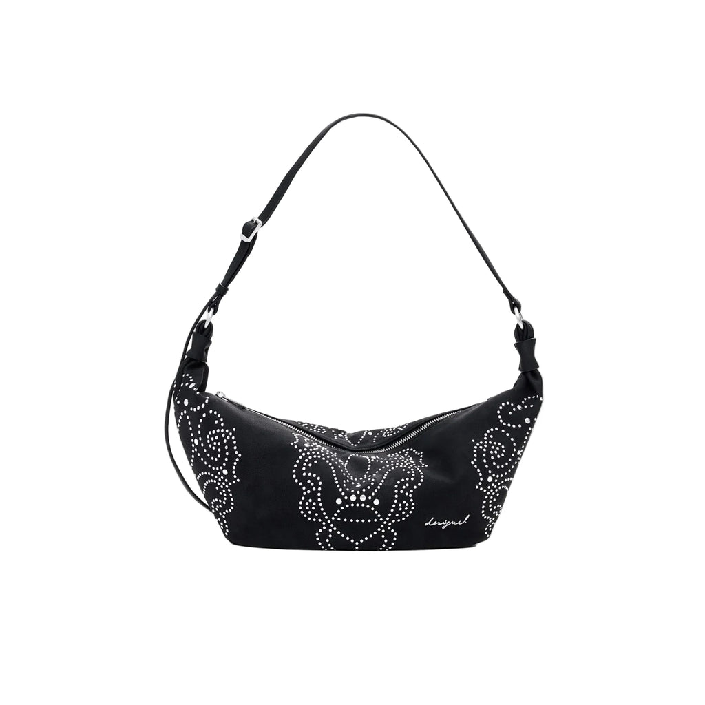 DESIGUAL Women's Black Shoulder Bag, Poker Face Munster