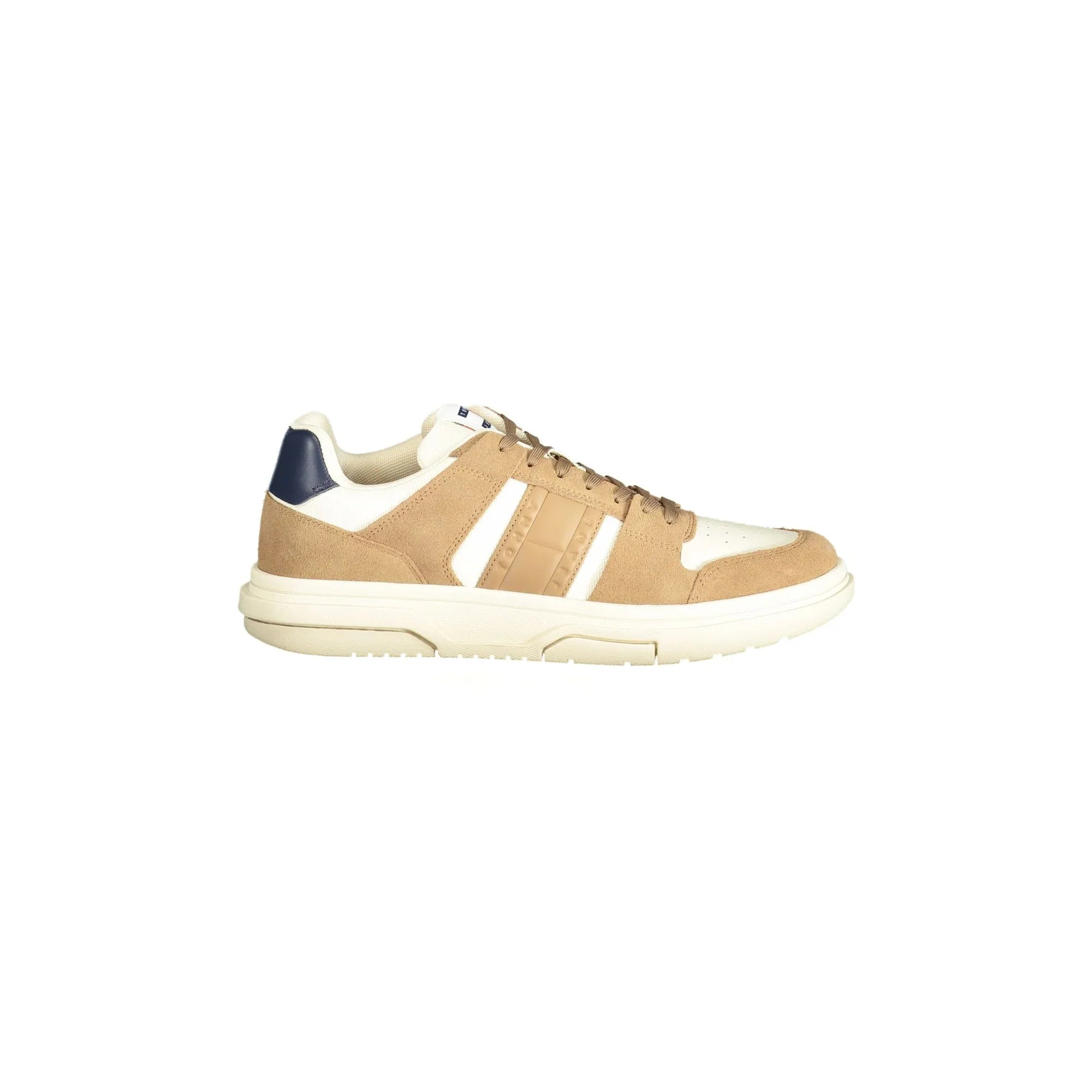 TOMMY HILFIGER Men's Beige Sneakers with Brown and Blue Details