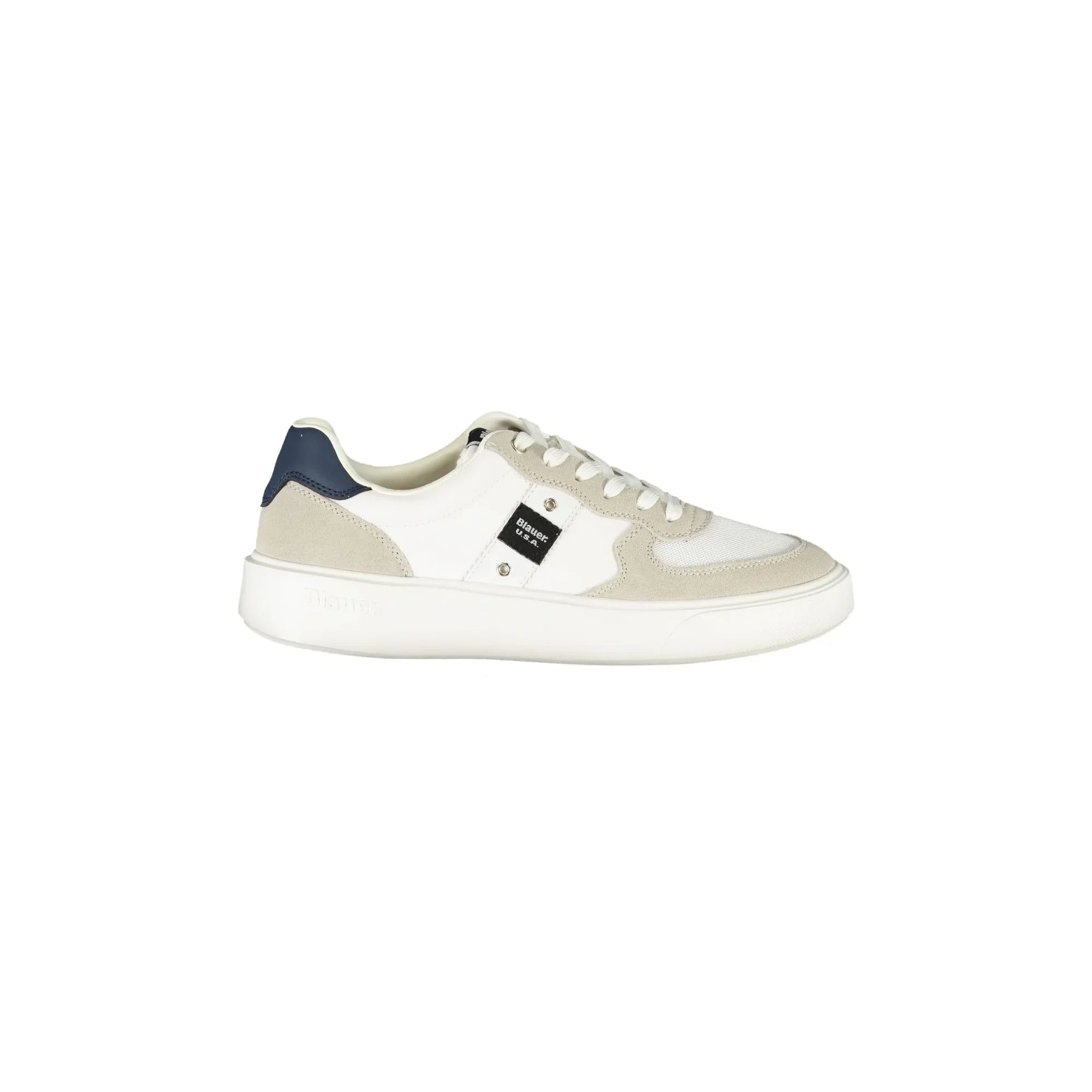 BLAUER Scarpe Sneakers Uomo Bianche con Dettagli a Contrasto e Applicazione