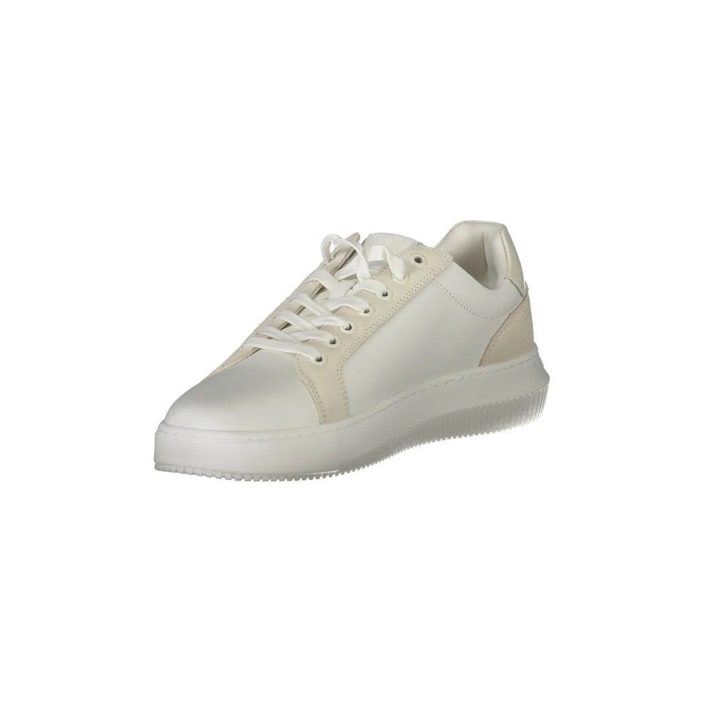 CALVIN KLEIN Scarpe Sneakers Uomo Bianche con Stampa e Dettagli a Contrasto