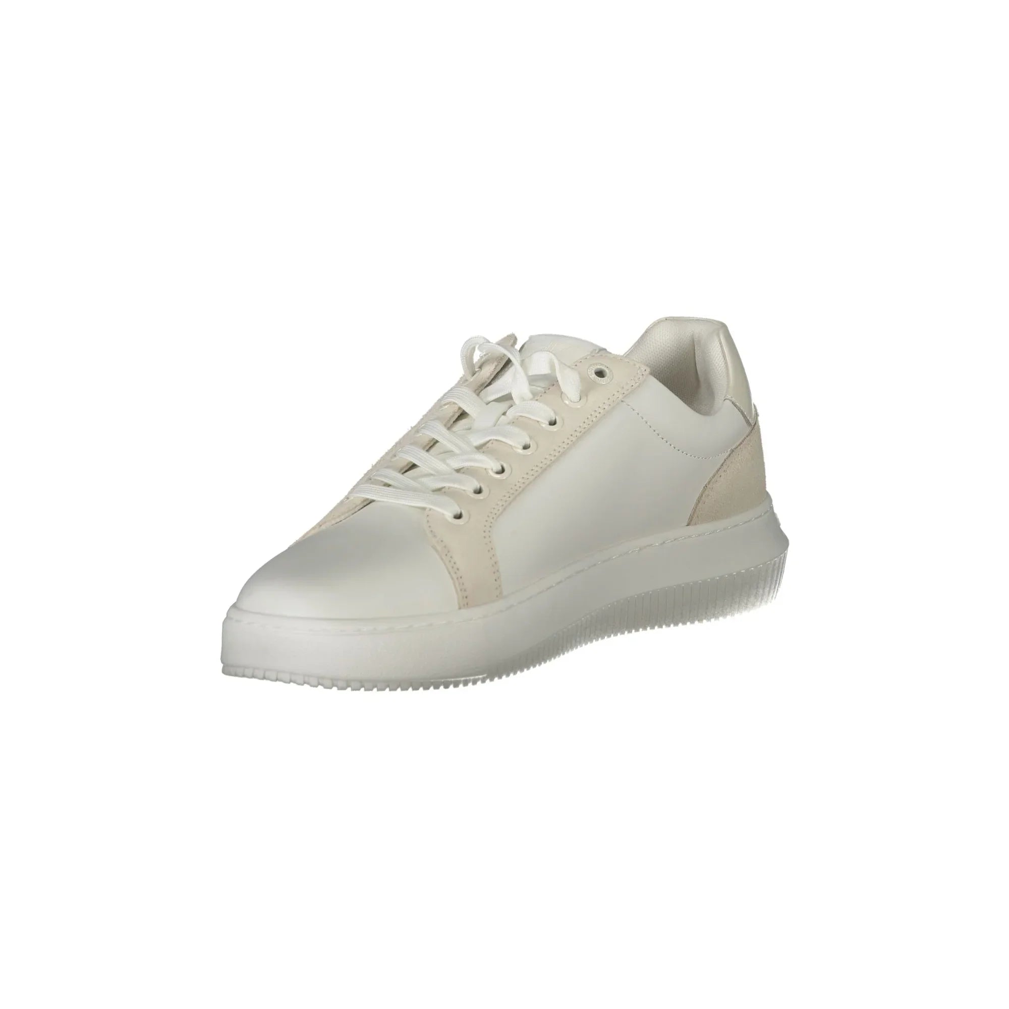 CALVIN KLEIN Scarpe Sneakers Uomo Bianche con Stampa e Dettagli a Contrasto