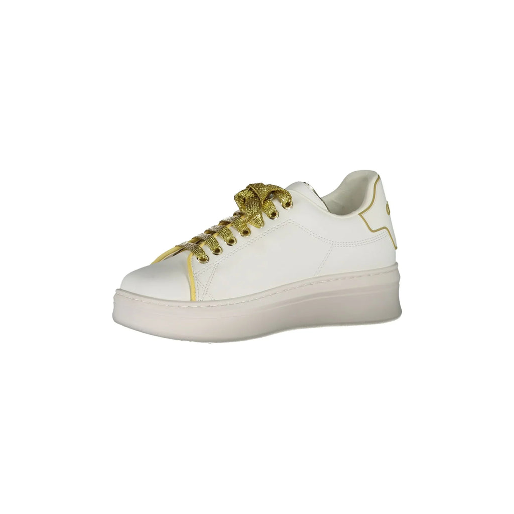 GAELLE PARIS Women's White Sneakers with Double Logo Laces