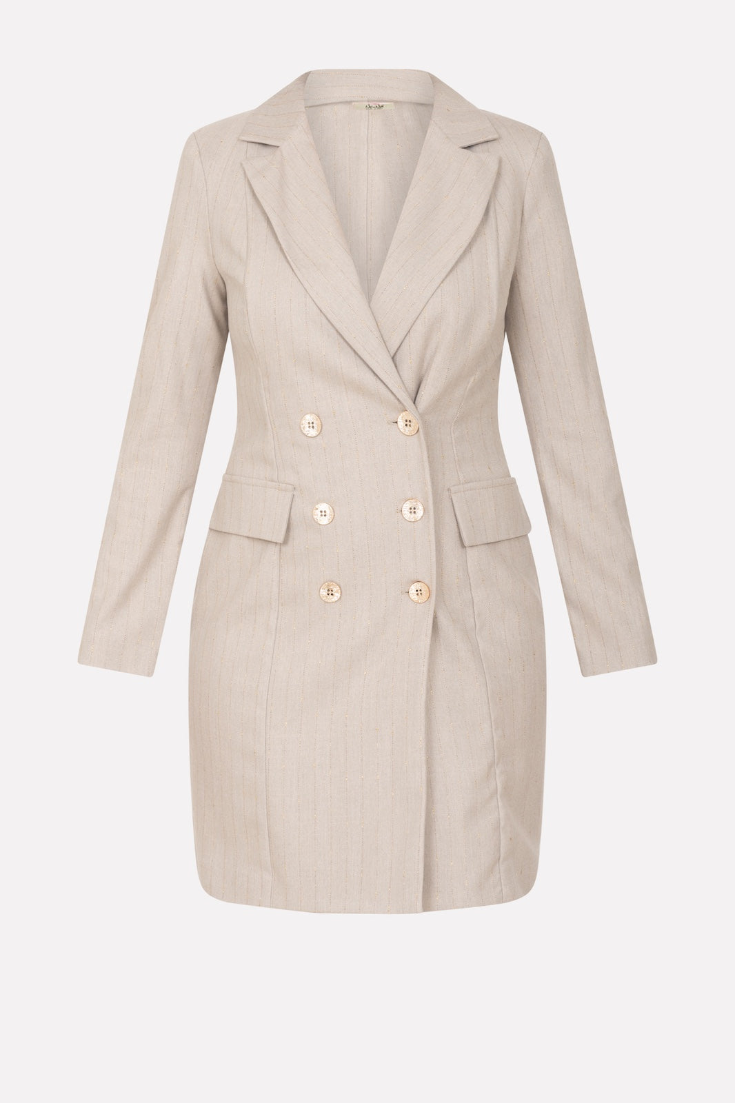 Elegant pinstripe double-breasted suit with lurex thread for special occasions