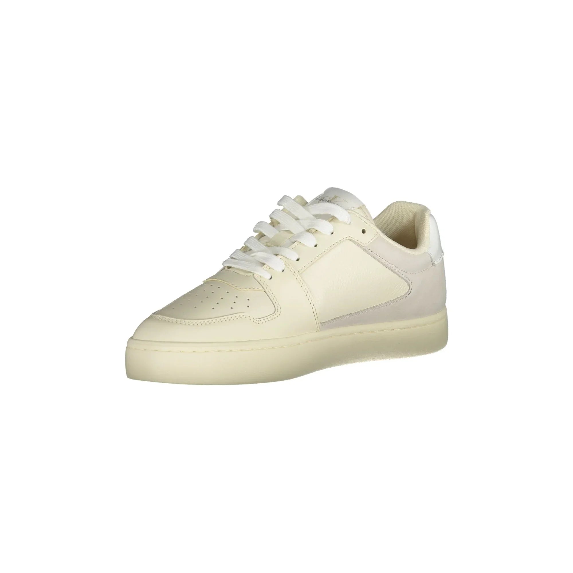 CALVIN KLEIN Men's White Sneakers with Taupe Details