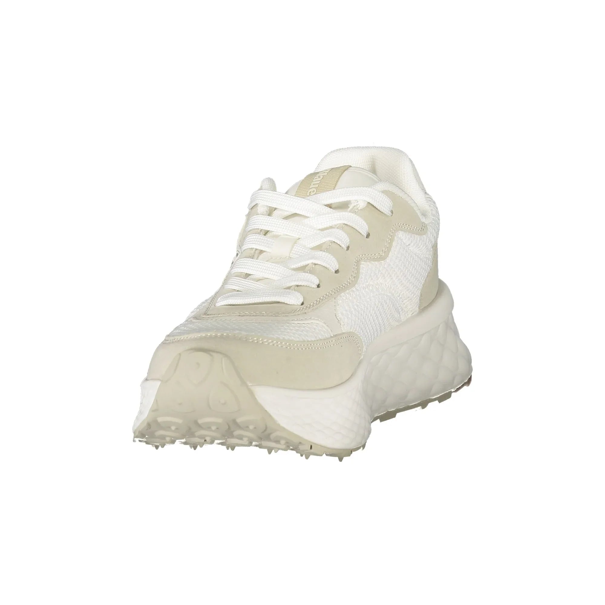 BLAUER Women's White Lace-Up Sneakers with Contrast Details