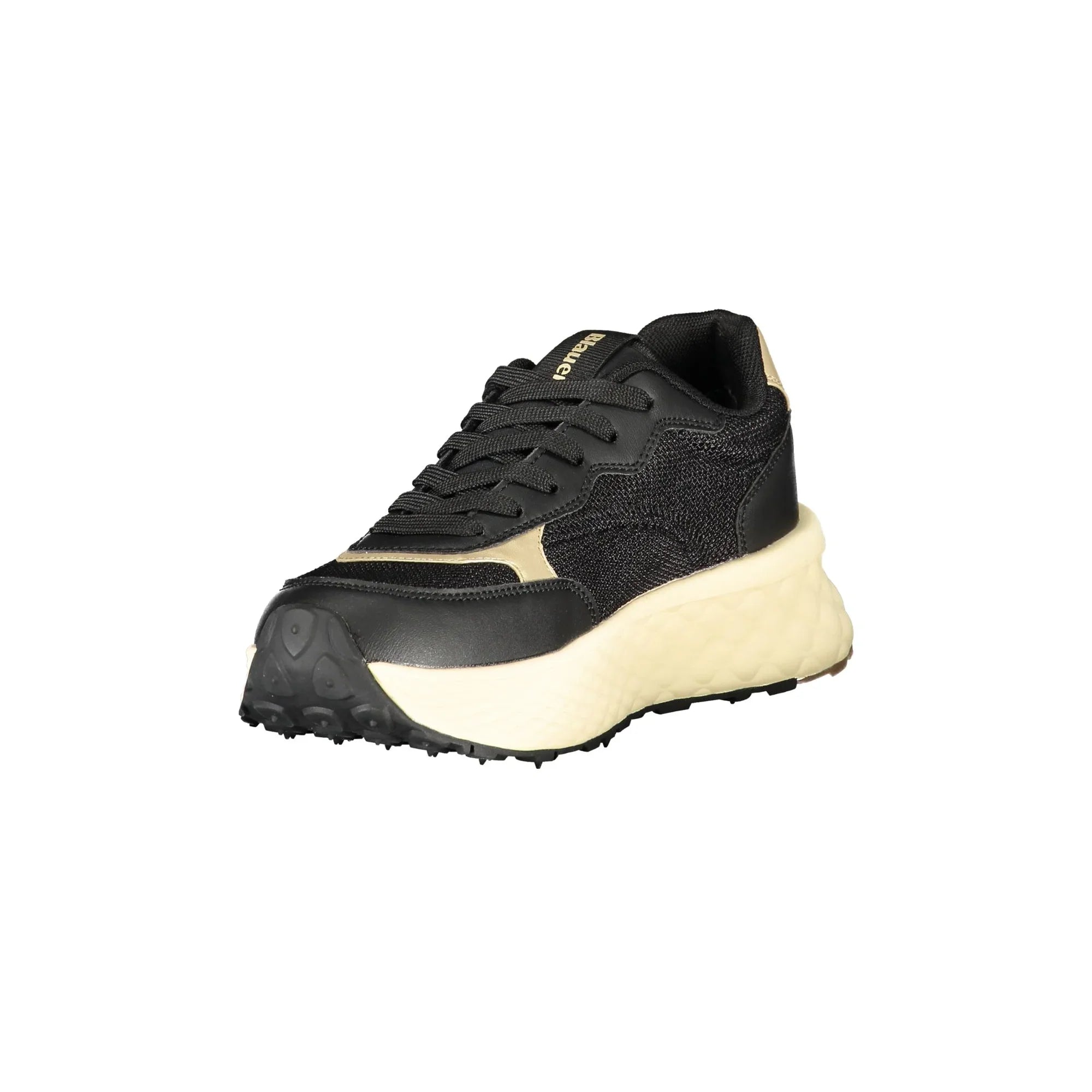 BLAUER Women's Black Sneakers with Laces and Gold Details