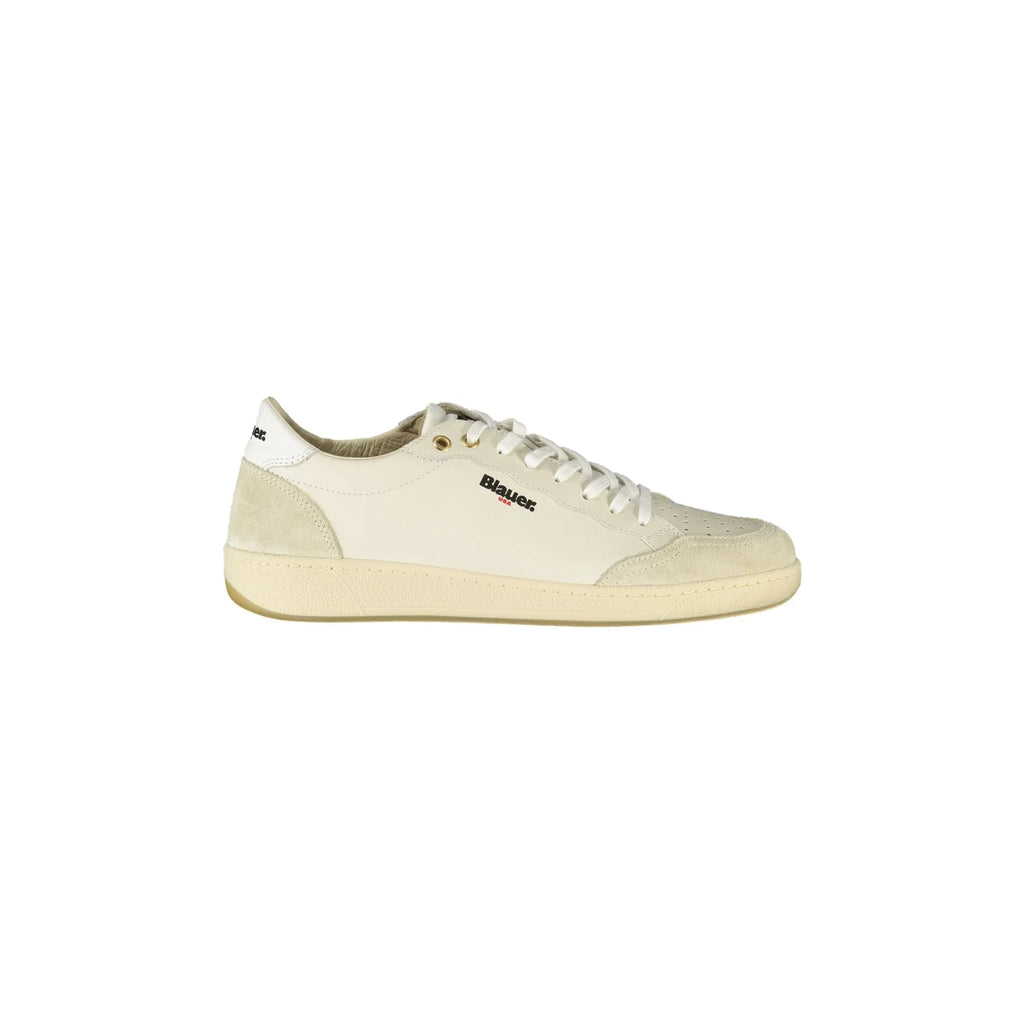 BLAUER Sneakers Uomo Bianche con Lacci e Dettagli a Contrasto
