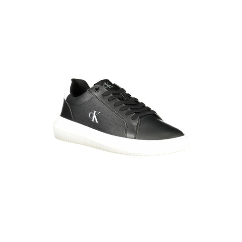 CALVIN KLEIN Men's Black Sneakers with White Details and Removable Insole