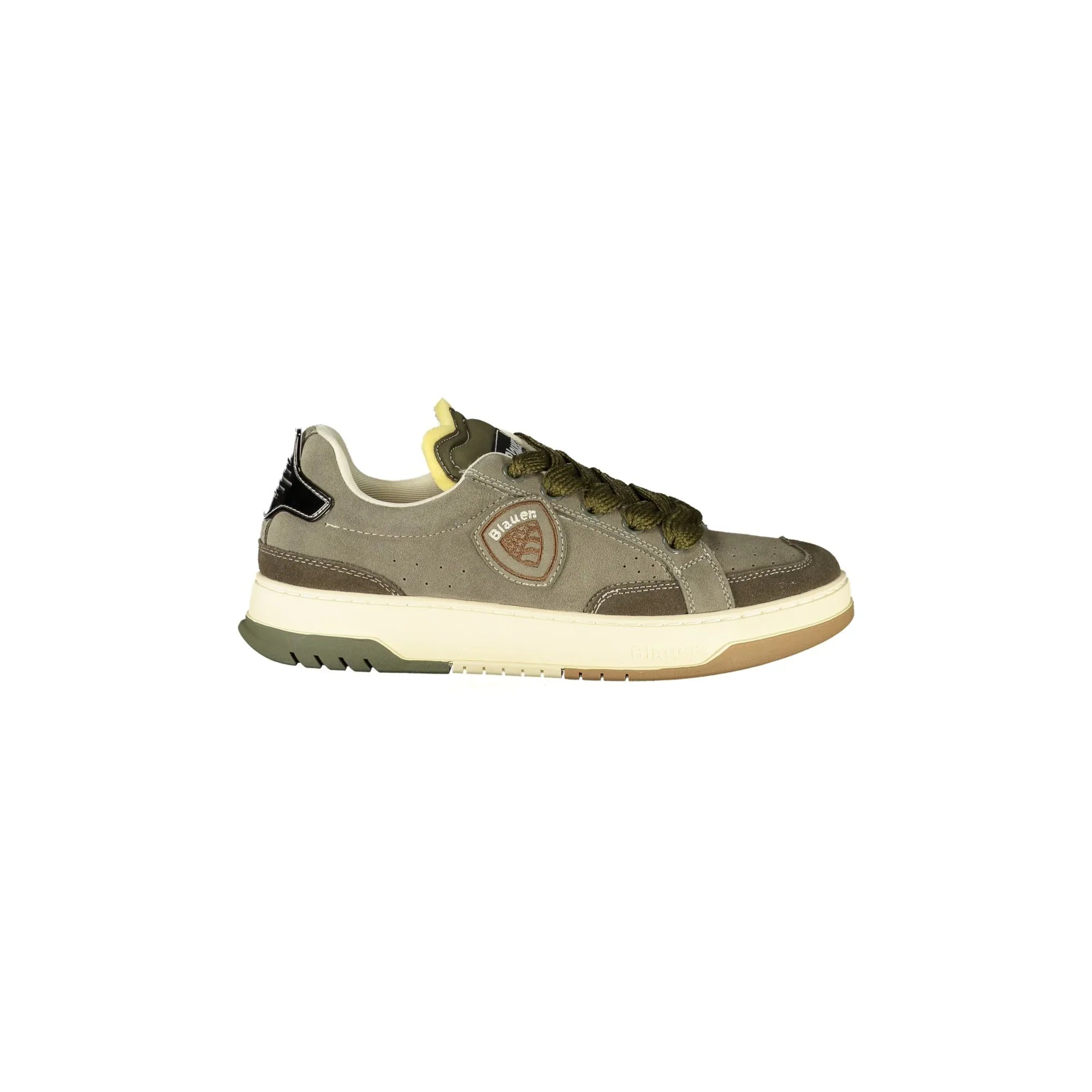 BLAUER Men's Green Lace-Up Sneakers with Contrast Details