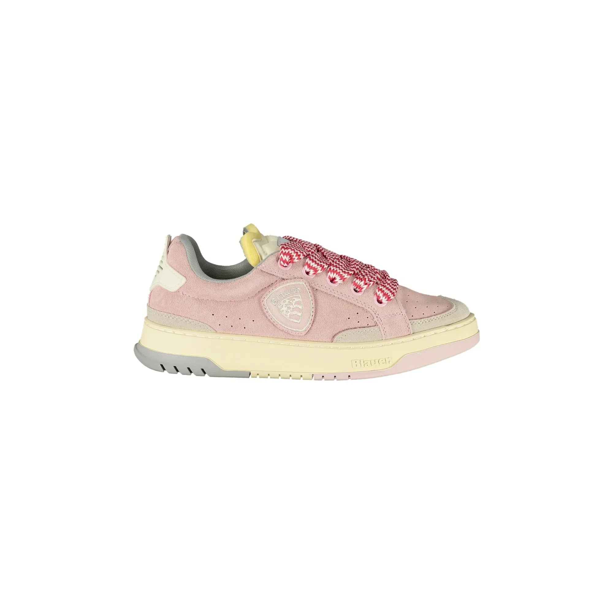 BLAUER Women's Pink Sneakers with Laces and Grey Details