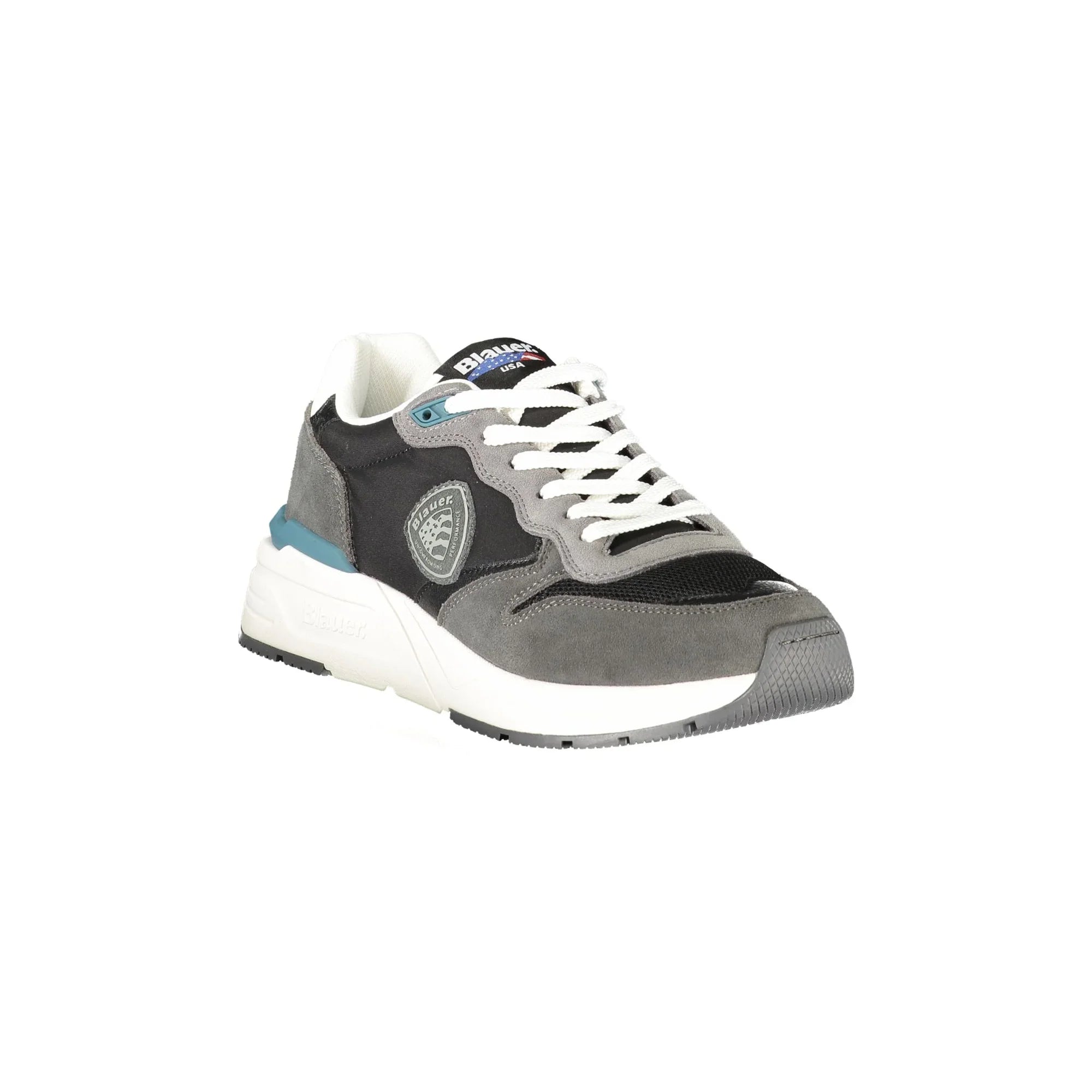 BLAUER Men's Black Sneakers with Details and Logo