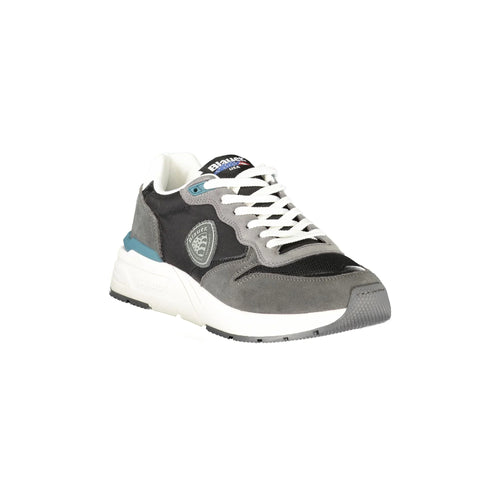 BLAUER Men's Black Sneakers with Details and Logo