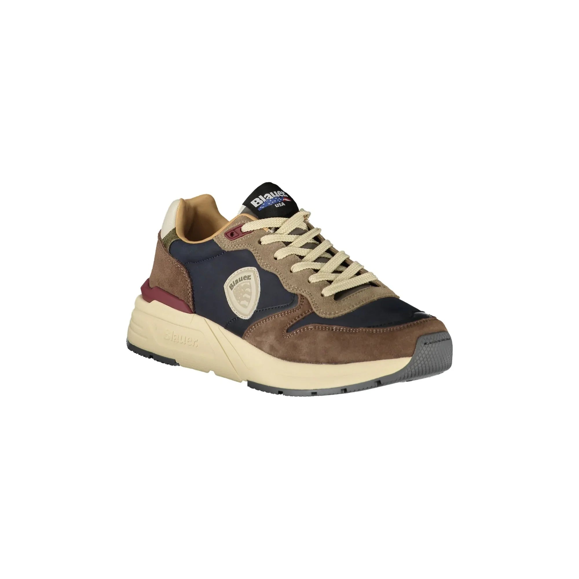 BLAUER Men's Blue Sneakers with Laces and Contrast Details