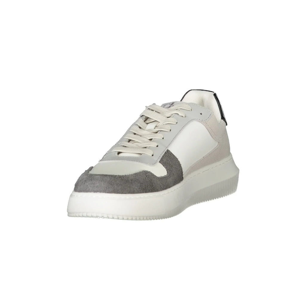 CALVIN KLEIN Scarpe Sneakers Uomo Bianche con Dettagli Grigio Verde e Nero