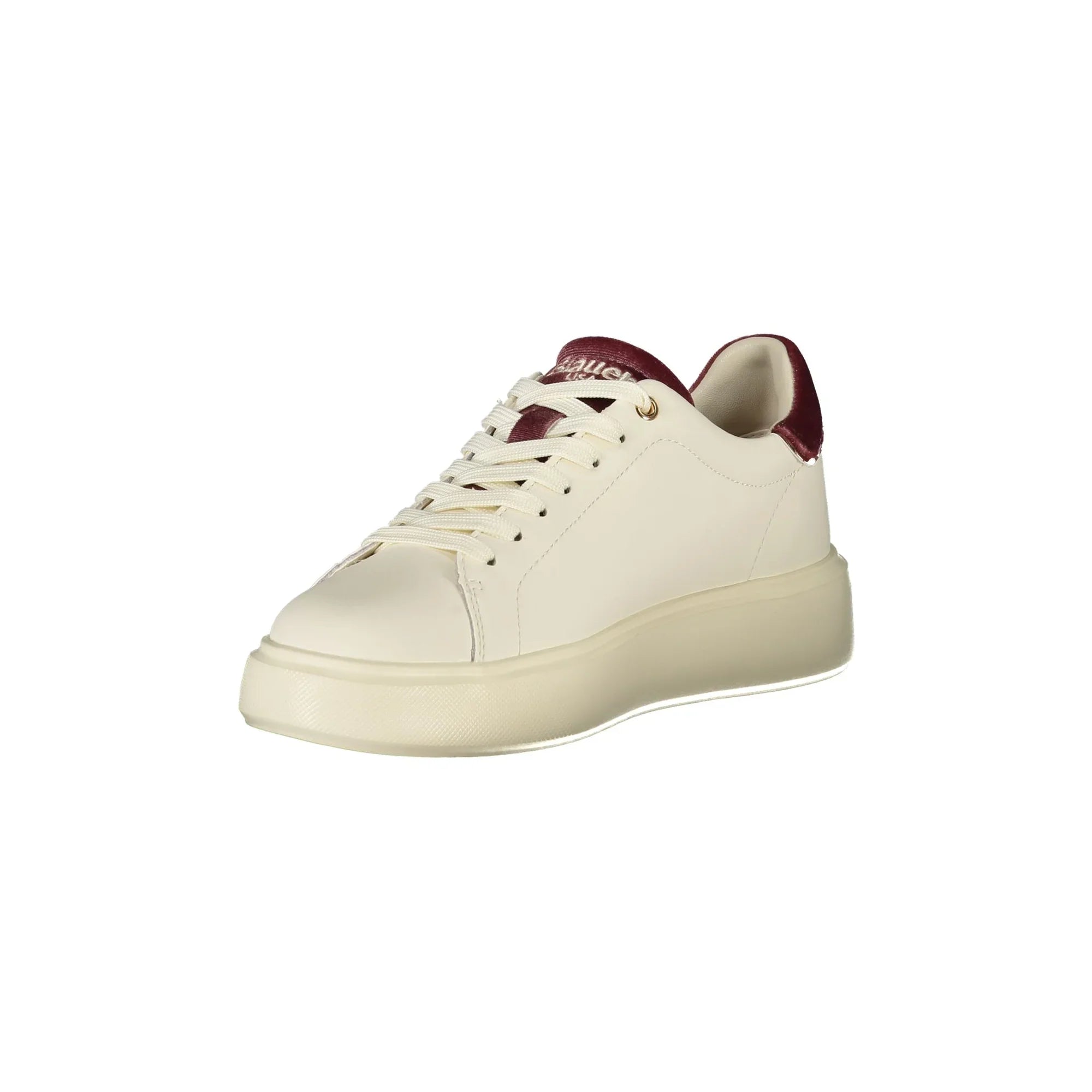 BLAUER Women's White Sneakers with Laces and Antique Pink Details