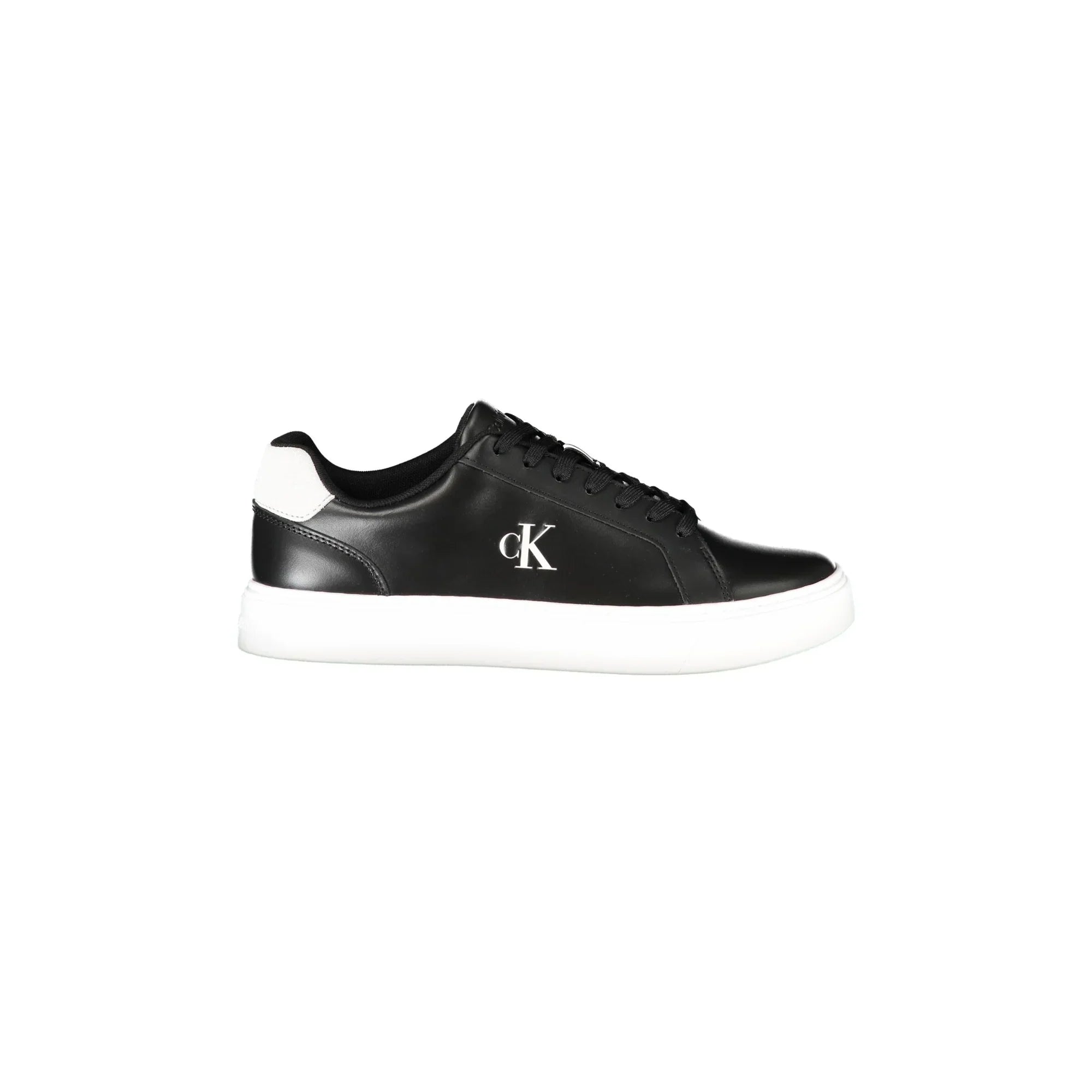 CALVIN KLEIN Men's Black Lace-up Sneakers with White Details
