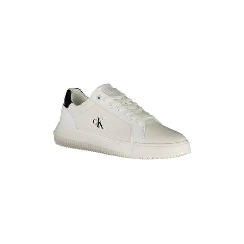 CALVIN KLEIN Scarpe Sneakers Uomo Bianche con Dettagli Neri e Plantare Removibile