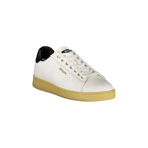 BLAUER Men's White Sneakers with Black Details