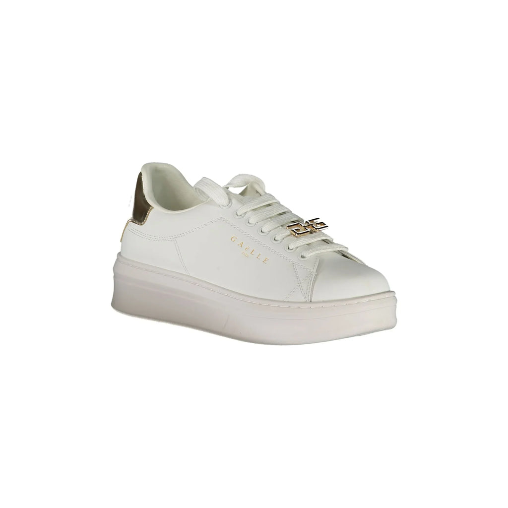 GAELLE PARIS Women's White Sneakers with Double Logo Laces