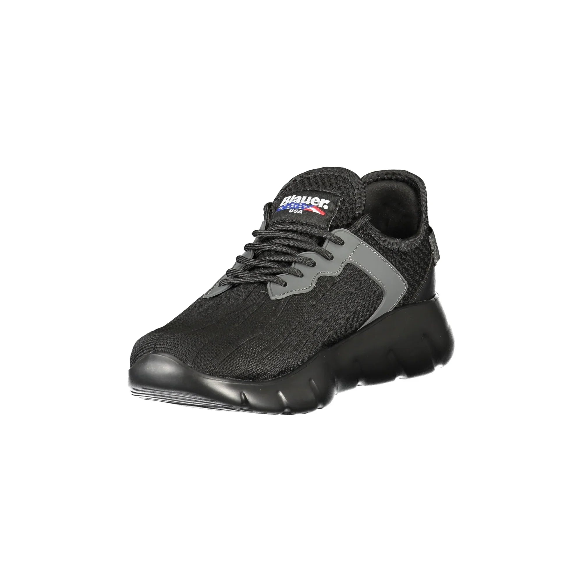 BLAUER Men's Black Sneakers with Laces and Contrast Details