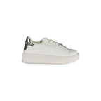 GAELLE PARIS Women's White Sneakers with Double Logo Lace and Logo