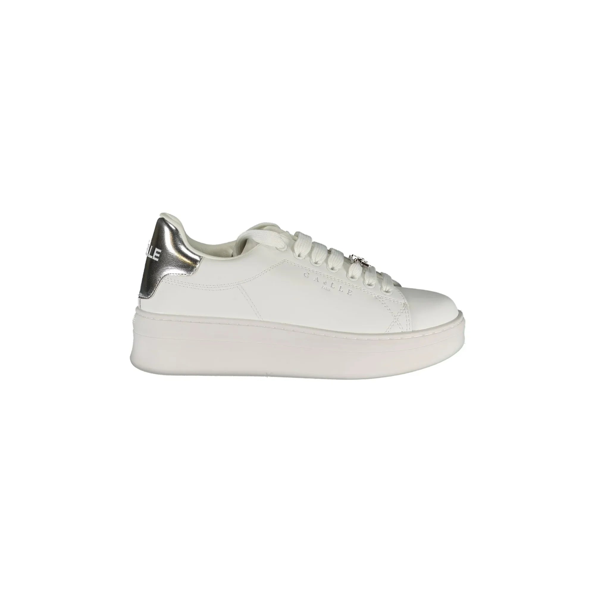 GAELLE PARIS Women's White Sneakers with Double Logo Lace and Logo