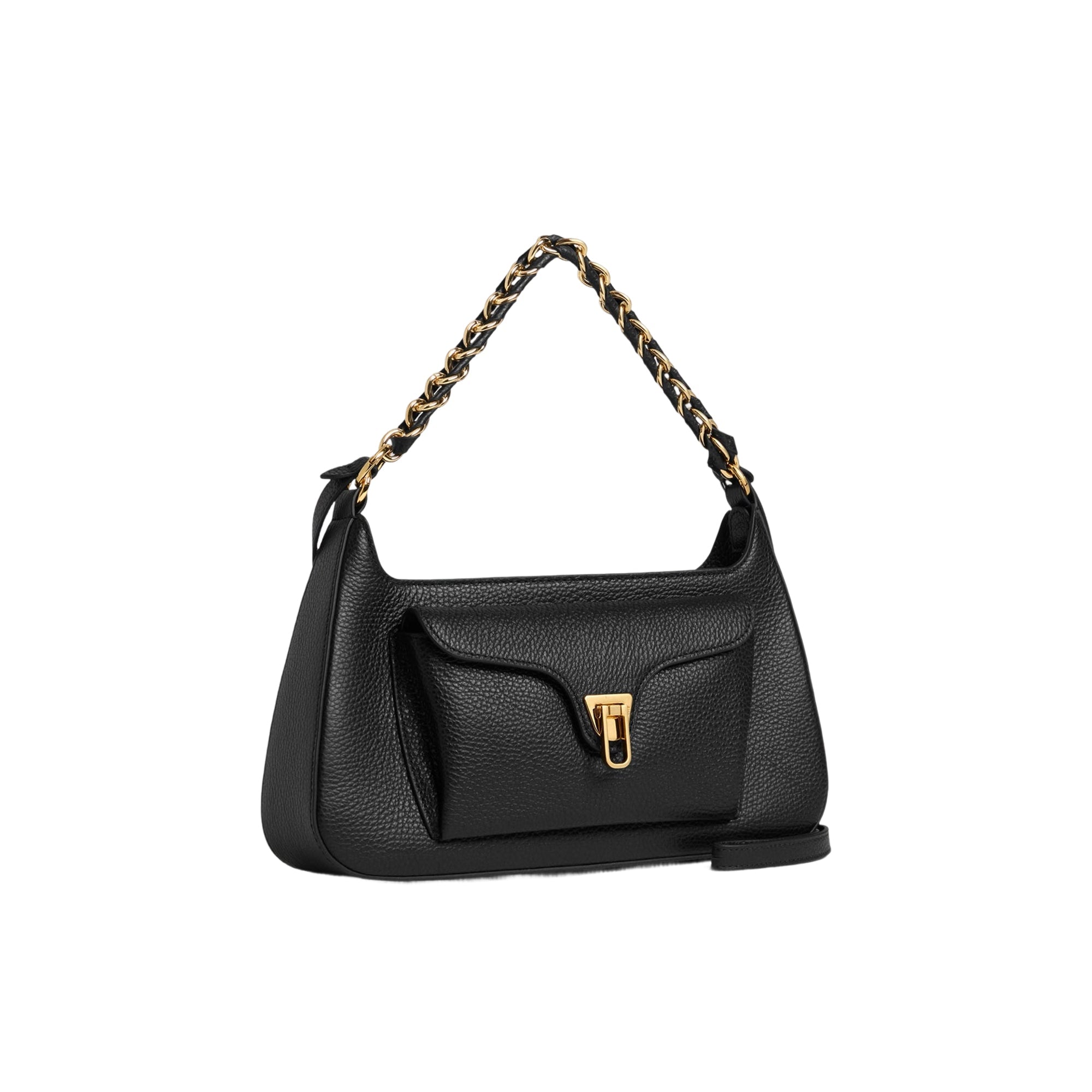 COCCINELLE Women's Black Shoulder Bag, Genuine Leather, Beat Generation
