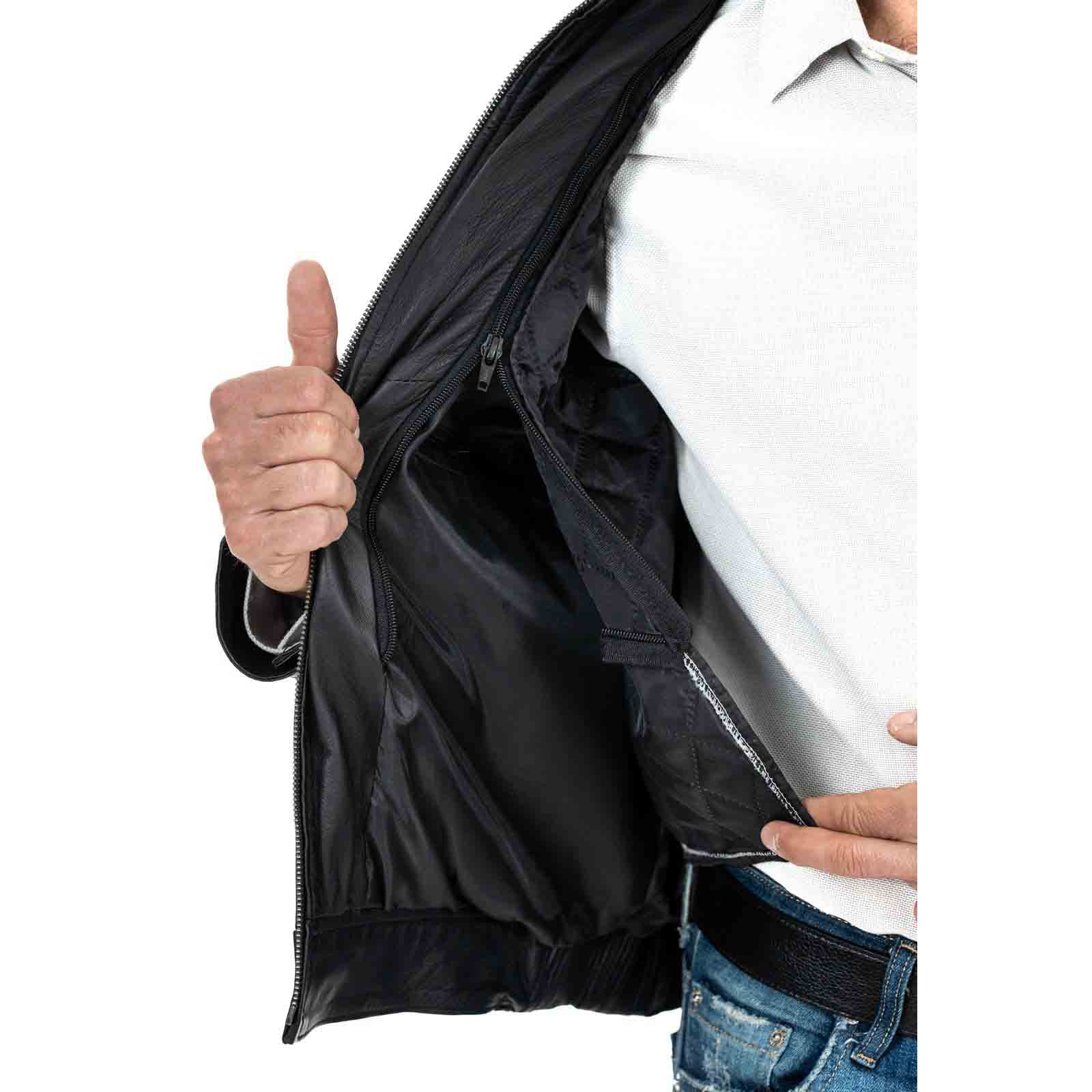 Men's Slim Four-Pocket Black Genuine Leather Biker Jacket Rindway