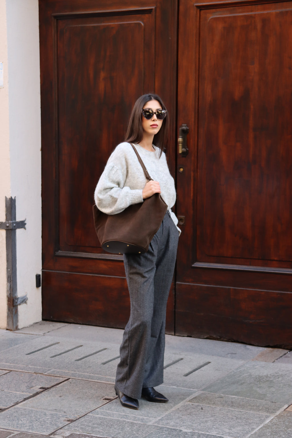 Elsa - Suede Leather Boat Tote Bag