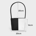 Aria - Apple Leather Midi Shoulder Bag Black & White