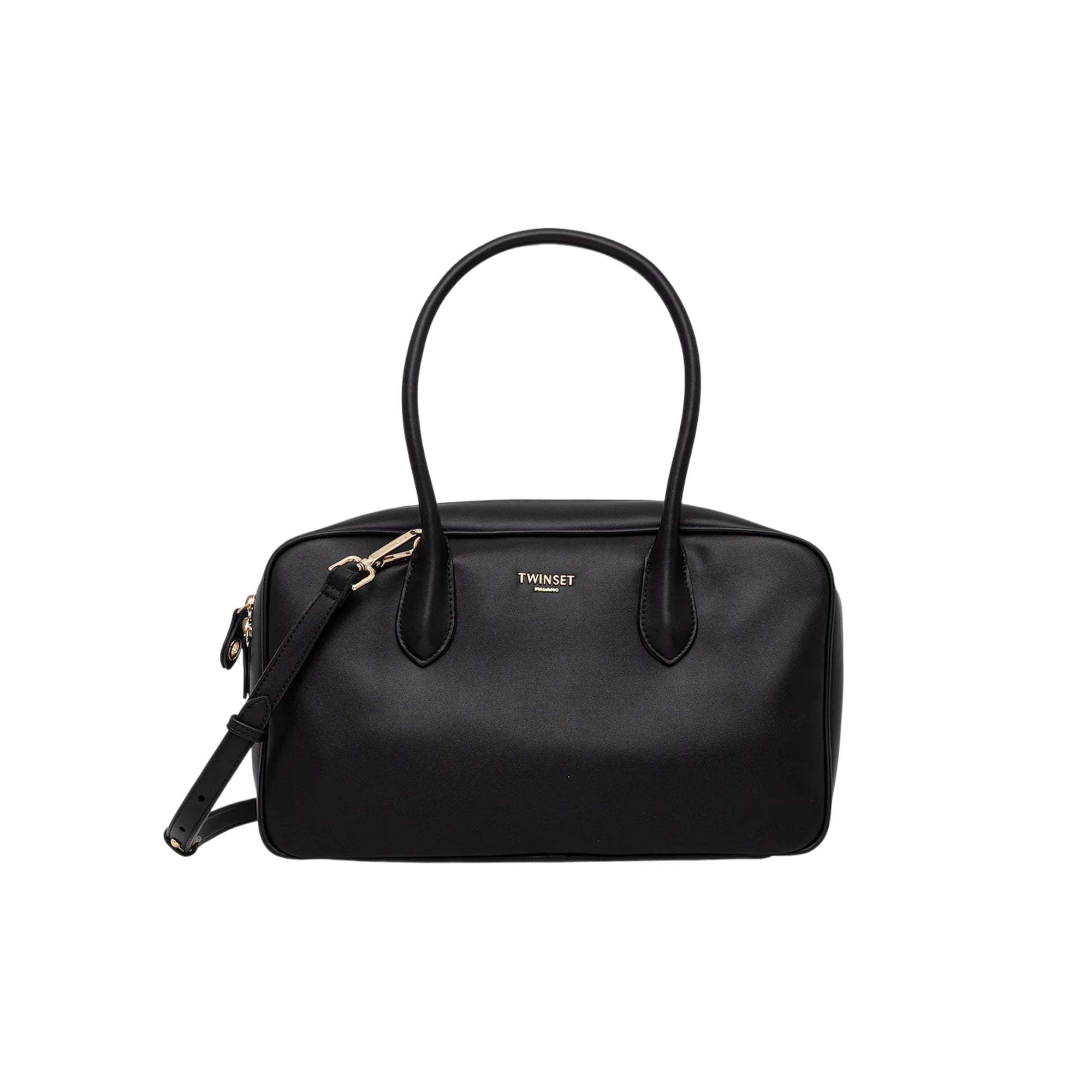 TWINSET Women's Black Boston Bag with Adjustable Shoulder Strap