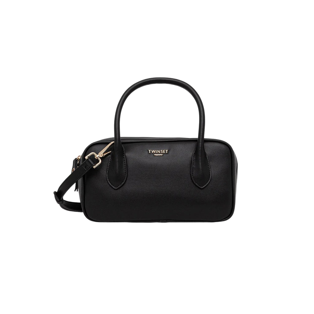 TWINSET Women's Black Boston Bag with Removable Shoulder Strap